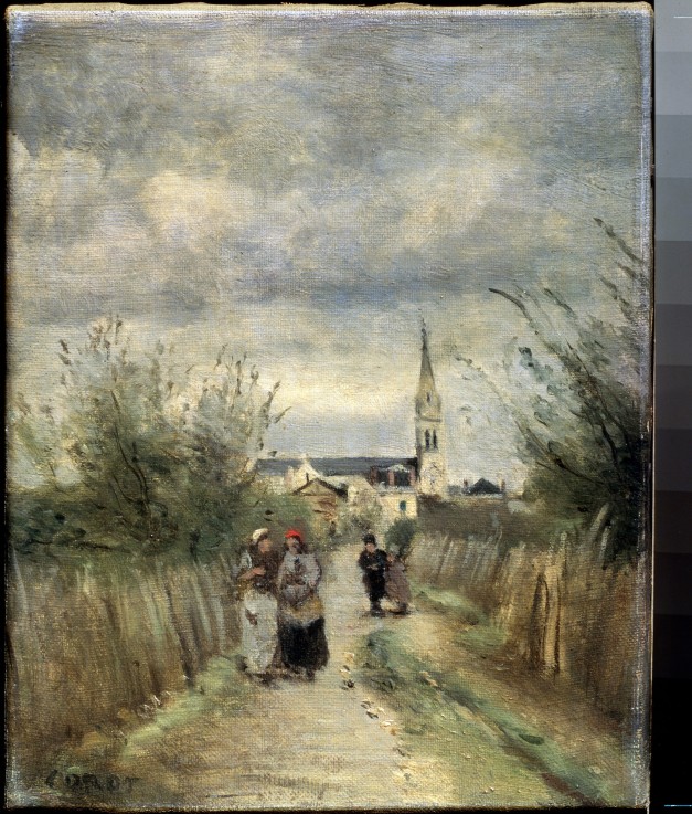 Bell tower in Argenteuil (Road to the Church) from Jean-Babtiste-Camille Corot