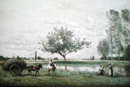 Haycart beside a River from Jean-Babtiste-Camille Corot