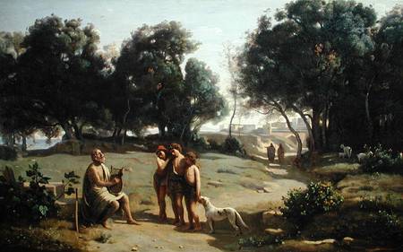 Homer and the Shepherds in a Landscape from Jean-Babtiste-Camille Corot