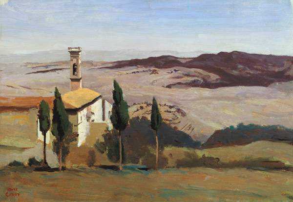 Volterra, Church and Bell Tower from Jean-Babtiste-Camille Corot