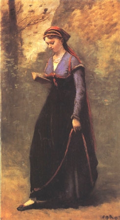 Lesendes Mädchen im Samtrock from Jean-Babtiste-Camille Corot