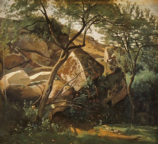 Rocks at Fontainebleau from Jean-Babtiste-Camille Corot