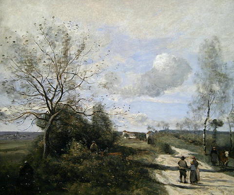 Saintry, near Corbeil, the white road (oil on canvas) from Jean-Babtiste-Camille Corot