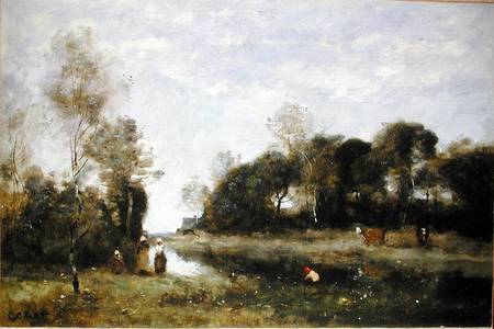 Souvenir of the Bresle at Incheville from Jean-Babtiste-Camille Corot