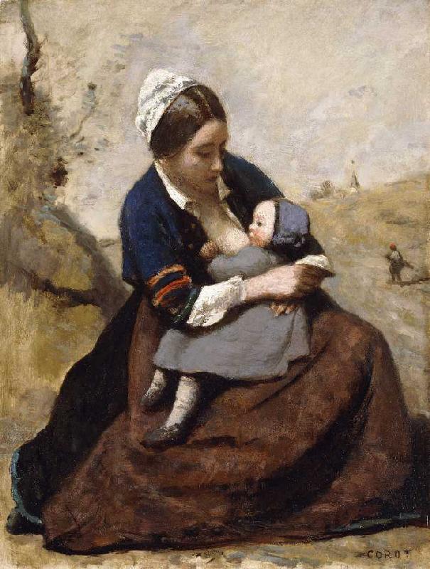 Stillende Bretonin (Bretonne Allaitant son Enfant) from Jean-Babtiste-Camille Corot