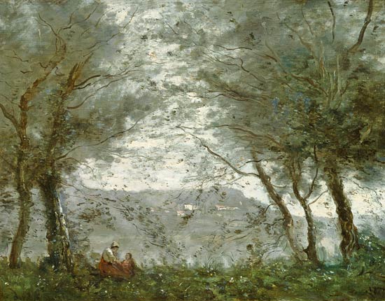 The Pond at Ville-d'Avray through the Trees from Jean-Babtiste-Camille Corot