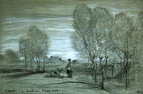 Landscape, 1864 (black & white chalks on paper)