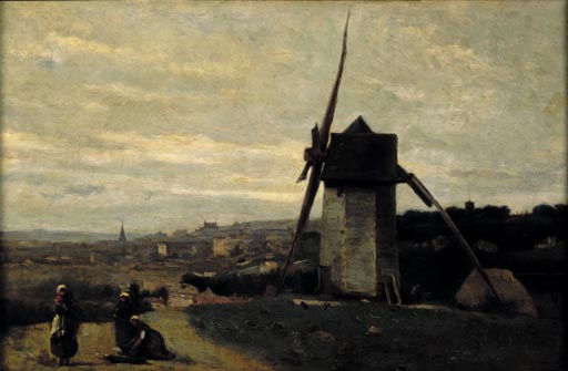 Un moulin a vent. Etretat (Eine Windmuehle. Etretat) from Jean-Babtiste-Camille Corot