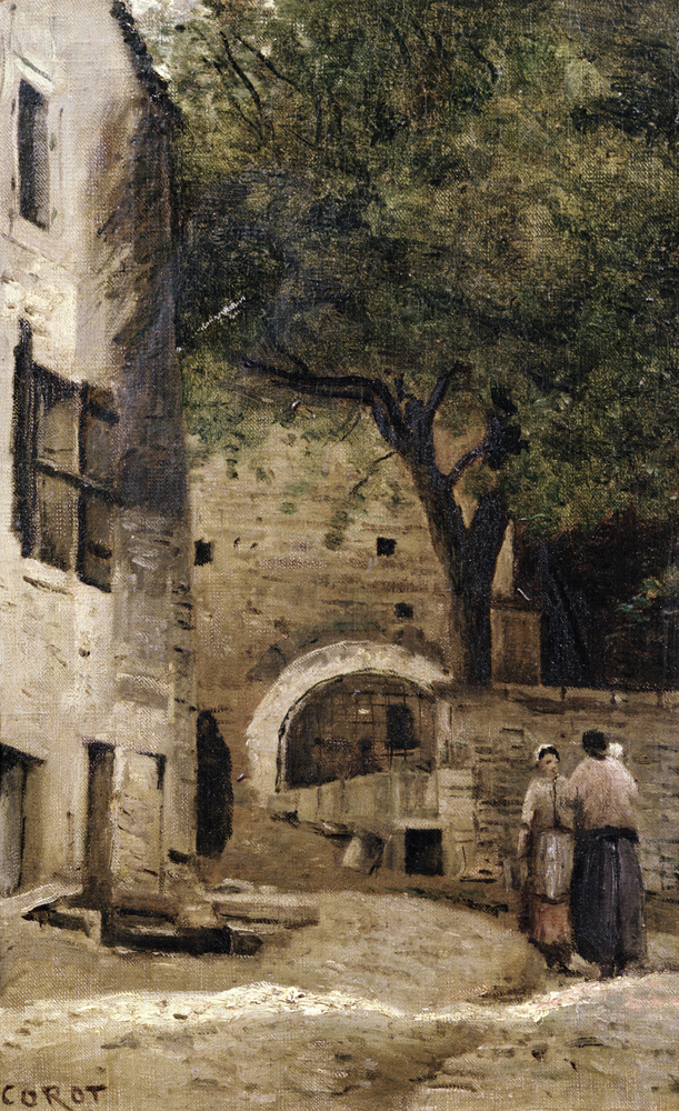 A village scene (oil on canvas) from Jean-Babtiste-Camille Corot