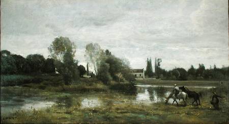 Ville d'Avray, Horses Watering from Jean-Babtiste-Camille Corot