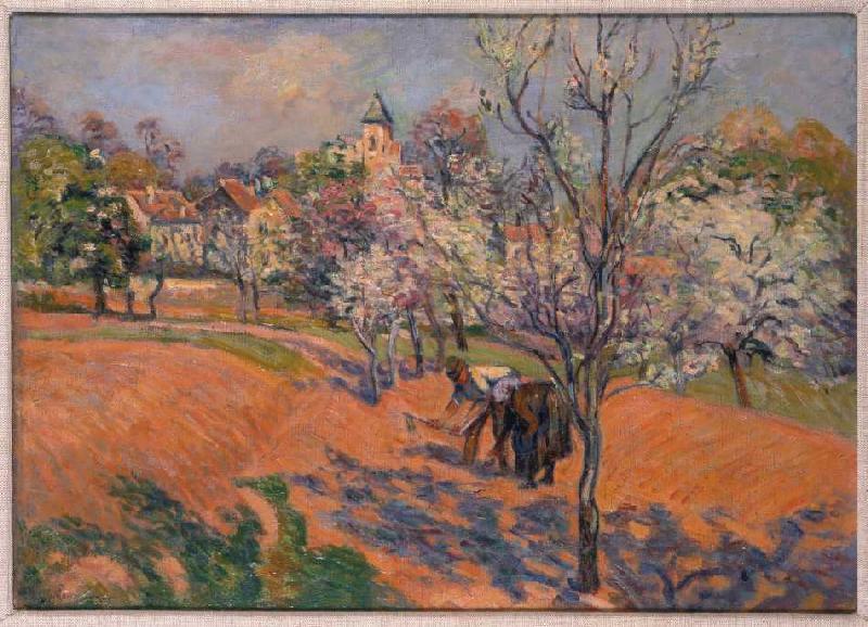 Bauersleute beim Bohnensäen unter blühenden Obstbäumen from Jean-Baptiste Armand Guillaumin