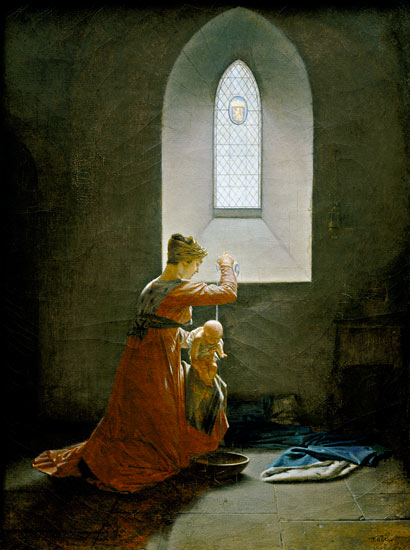 Genevieve of Brabant Baptising her Son in Prison from Jean Baptiste Mallet