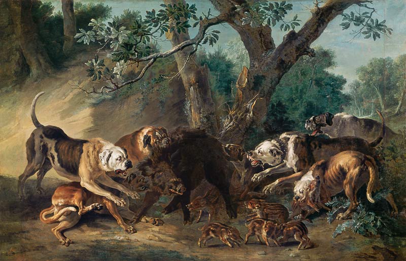 A Wild Sow and her Young Attacked by Dogs from Jean Baptiste Oudry