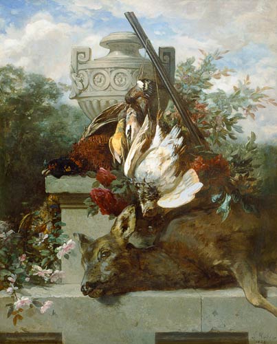 Jagdstilleben mit Vögeln, Reh und Blumen from Jean Baptiste Robie