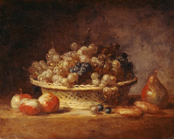Chardin / Basket of grapes / Painting from Jean-Baptiste Siméon Chardin