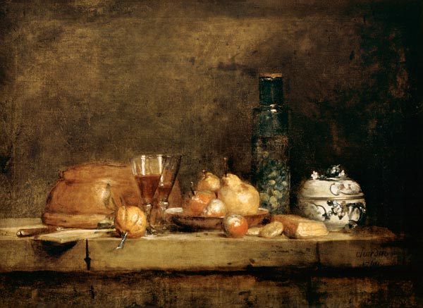 Stillleben mit Früchten und Olivenglas from Jean-Baptiste Siméon Chardin
