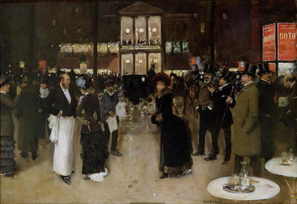 The Boulevard at Night, in front of the Theatre des Varietes, c.1883 (oil on canvas) from Jean Beraud