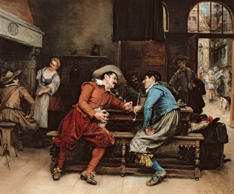Two Men Talking in a Tavern from Jean Charles Meissonier