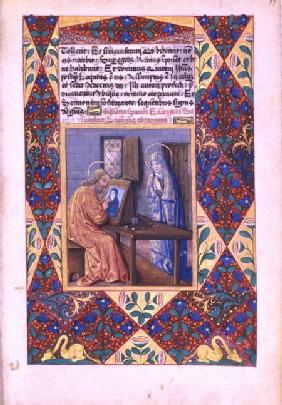 Ms Lat. Q.v.I.126 f.99 St. Luke painting the Virgin Mary, from the 'Book of Hours of Louis d'Orleans