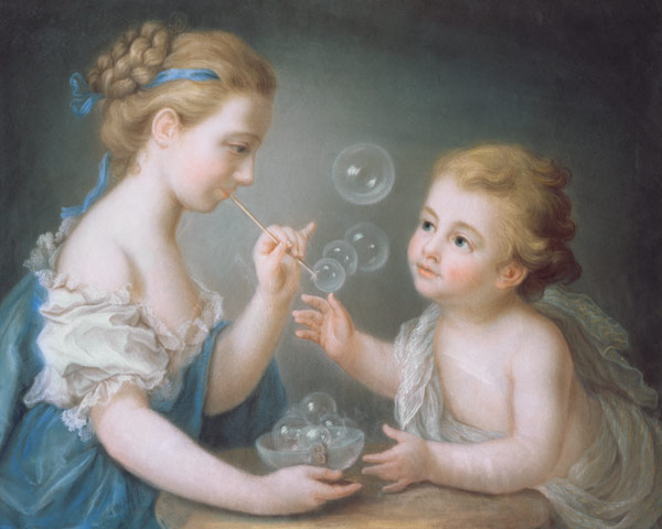 Children blowing bubbles (pastel) from Jean-Étienne Liotard
