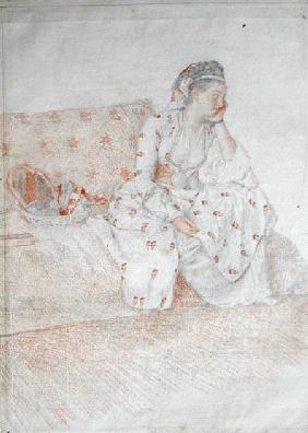 The Countess of Coventry in Turkish Costume (red chalk & pencil on paper)