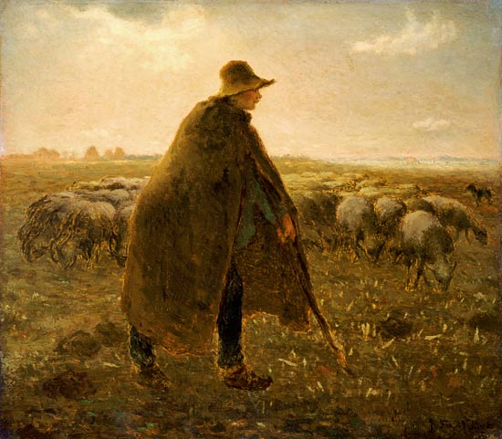 Schäfer mit Herde bei Sonnenuntergang from Jean-François Millet