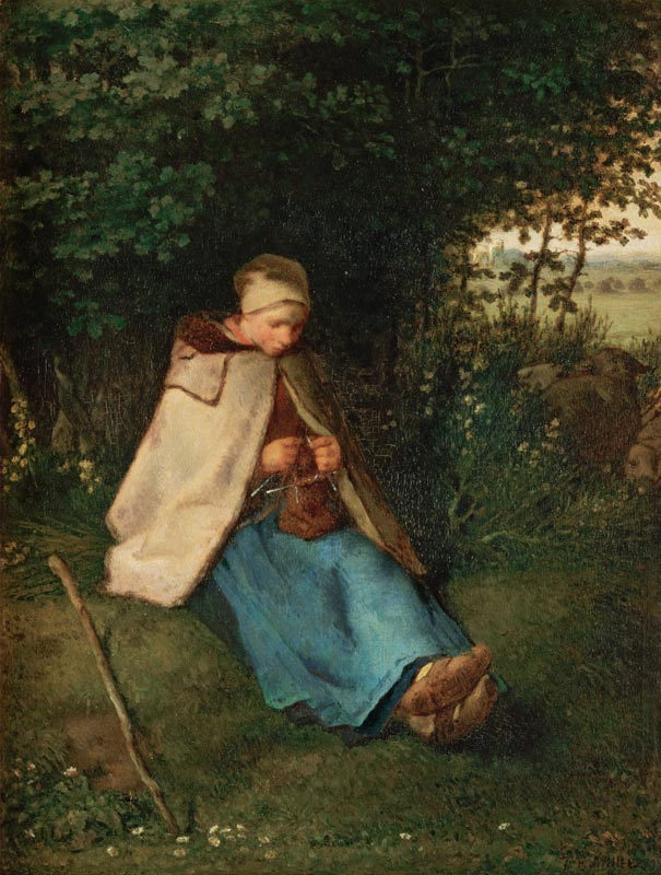 The Knitter or, The Seated Shepherdess from Jean-François Millet