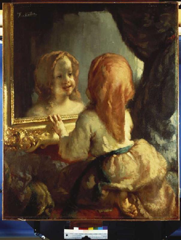 Antoinette Herbert betrachtet sich im Spiegel from Jean-François Millet