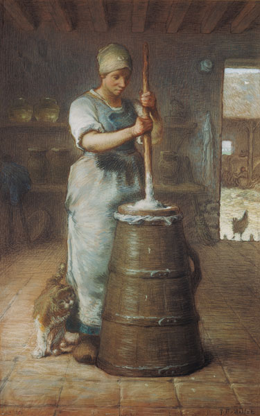Churning Butter, 1866-68 (pencil & pastel on paper) from Jean-François Millet