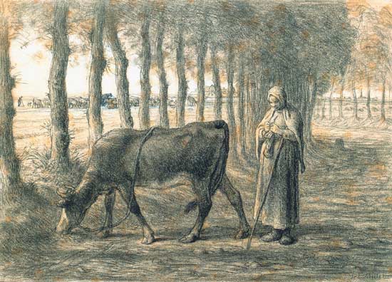 Frau mit einer Kuh from Jean-François Millet