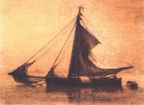 Fischerboot auf einem ruhigen Meer from Jean-François Millet
