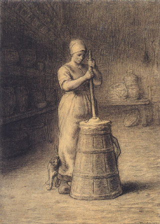 Frau, die Butter aufwühlt from Jean-François Millet
