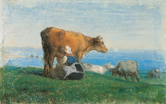 Eine normanische Frau melkt Kühe from Jean-François Millet