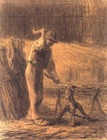 Holzfäller, der ein Reisigbündel macht from Jean-François Millet