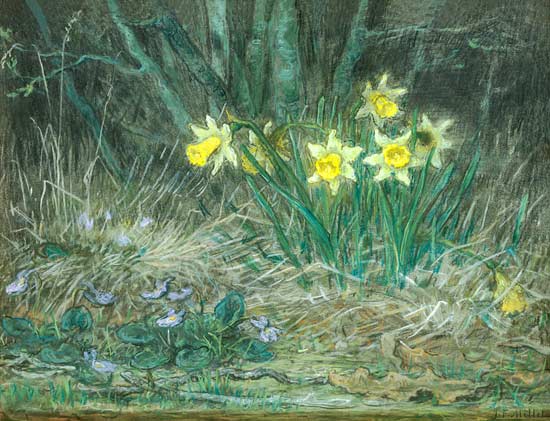 Narcissi and Violets from Jean-François Millet