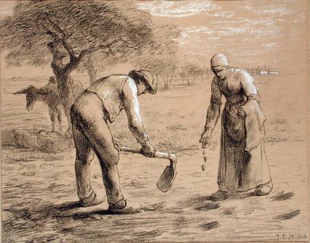 Peasants planting potatoes from Jean-François Millet