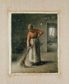 A Farmer's wife sweeping
