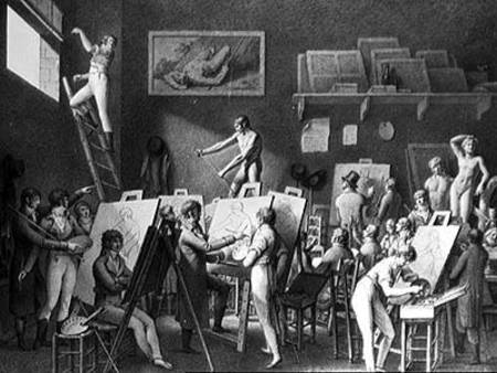 The Studio of Jacques Louis David (1748-1825) (pen & ink on paper) from Jean Henri Cless