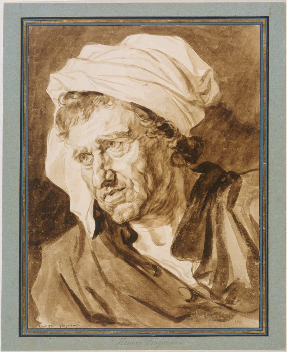 Kopf eines Mannes mit weißem Turban from Jean-Honoré Fragonard