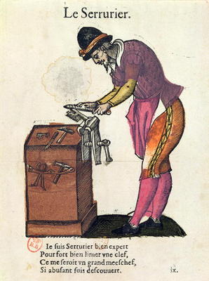 The Locksmith (colour engraving) from Jean Leclerc