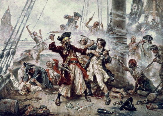 The Capture of the Pirate Blackbeard, 1718 from Jean Leon Jerome Ferris
