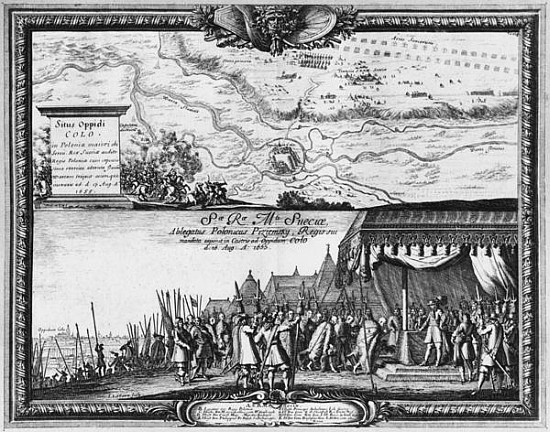 Defeat of the Polish army at Kola, August 1655, King of Sweden receives the Ambassador of Poland for from Jean Lepautre