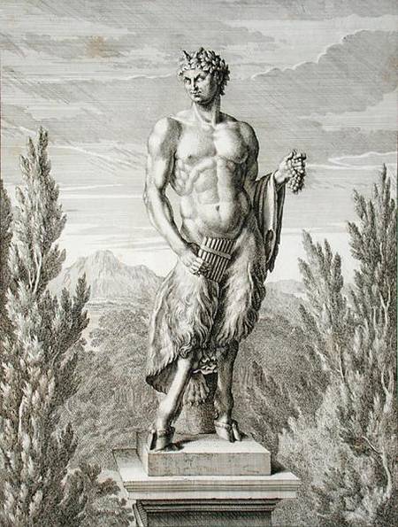 Statue of a Satyr holding a bunch of grapes, Versailles, 1672, from 'Vues et Plans de Versailles' from Jean Lepautre