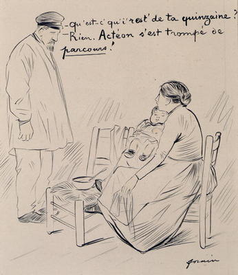 'Qu'est-c' Qu'i'Rest' de ta Quinzaine? - Rien. Acteon S'Est Trompe de Parcours' (pencil on paper) from Jean Louis Forain