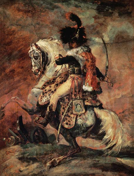 Kavallerieoffizier, auf einem Apfelschimmel reitend. from Jean Louis Théodore Géricault