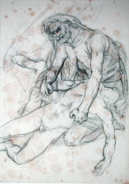 A Father Holding the Body of his Son, study for The Raft of the Medusa cil on from Jean Louis Théodore Géricault