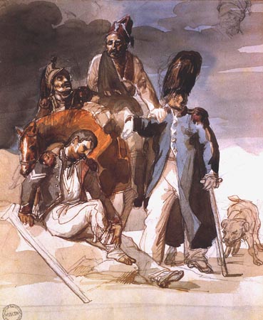 Verwundete Soldaten auf dem Rücksitz aus Russland from Jean Louis Théodore Géricault
