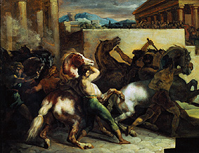 Wilde Pferde bei einem Rennen in Rom. from Jean Louis Théodore Géricault