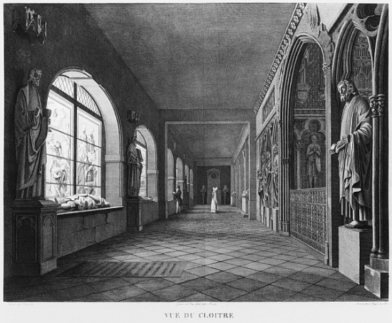 View of the cloister, Musee des Monuments Francais, Paris, illustration from ''Vues pittoresques et  from Jean Lubin Vauzelle