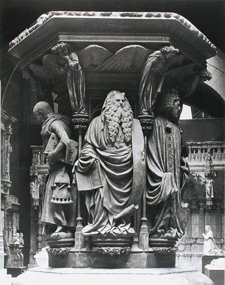 Moses, detail from the hexagonal pedestal of the Well of Moses, copy of the original from Chartreuse from Jean Malouel